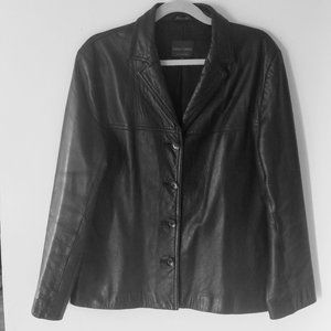 John Carlisle Essentials black leather blazer jacket Size M
